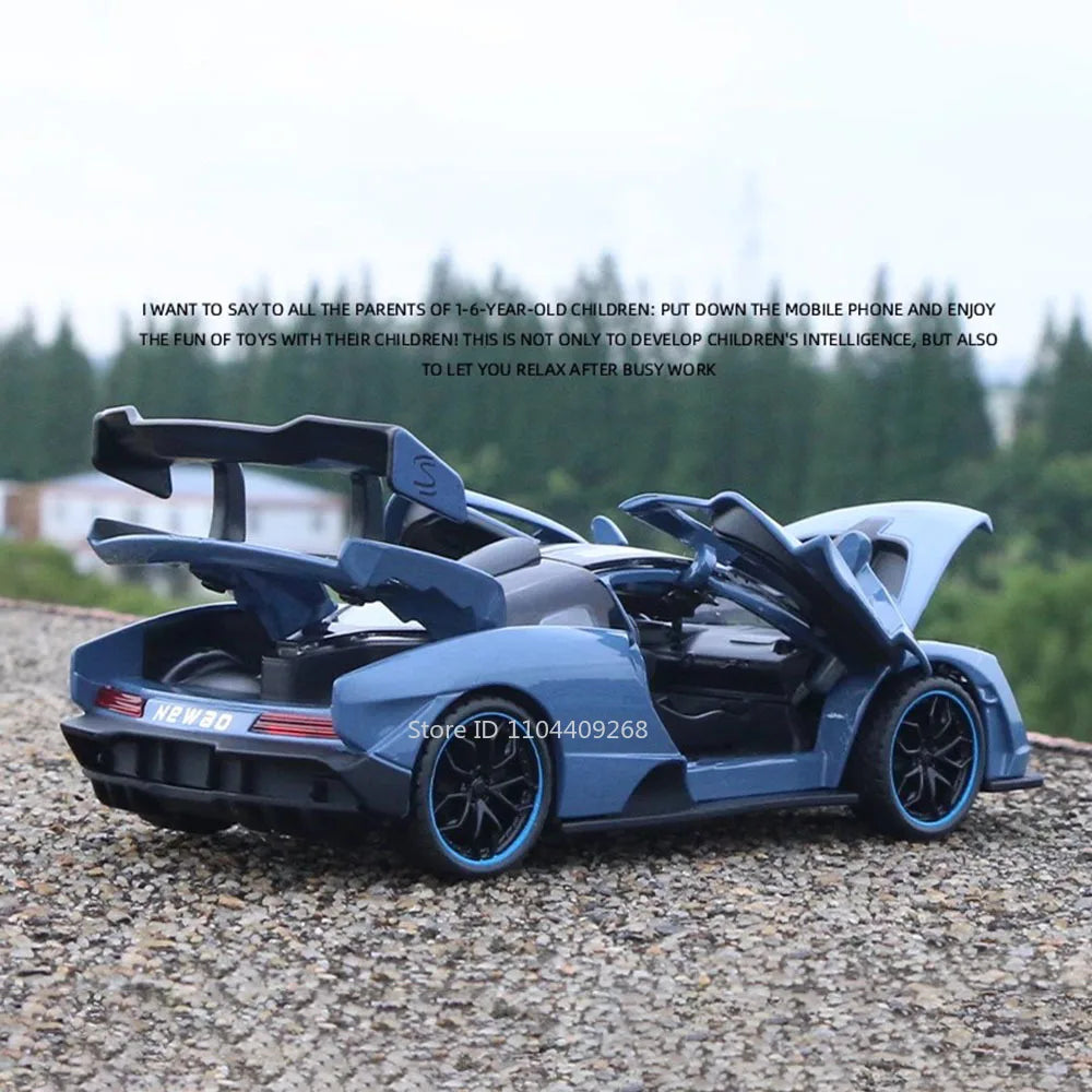 1:32 Scale Senna P1 Alloy Car Model Toy Simulation Sound Light Supercar Diecast Metal Vehicles Collection Birthday Gifts