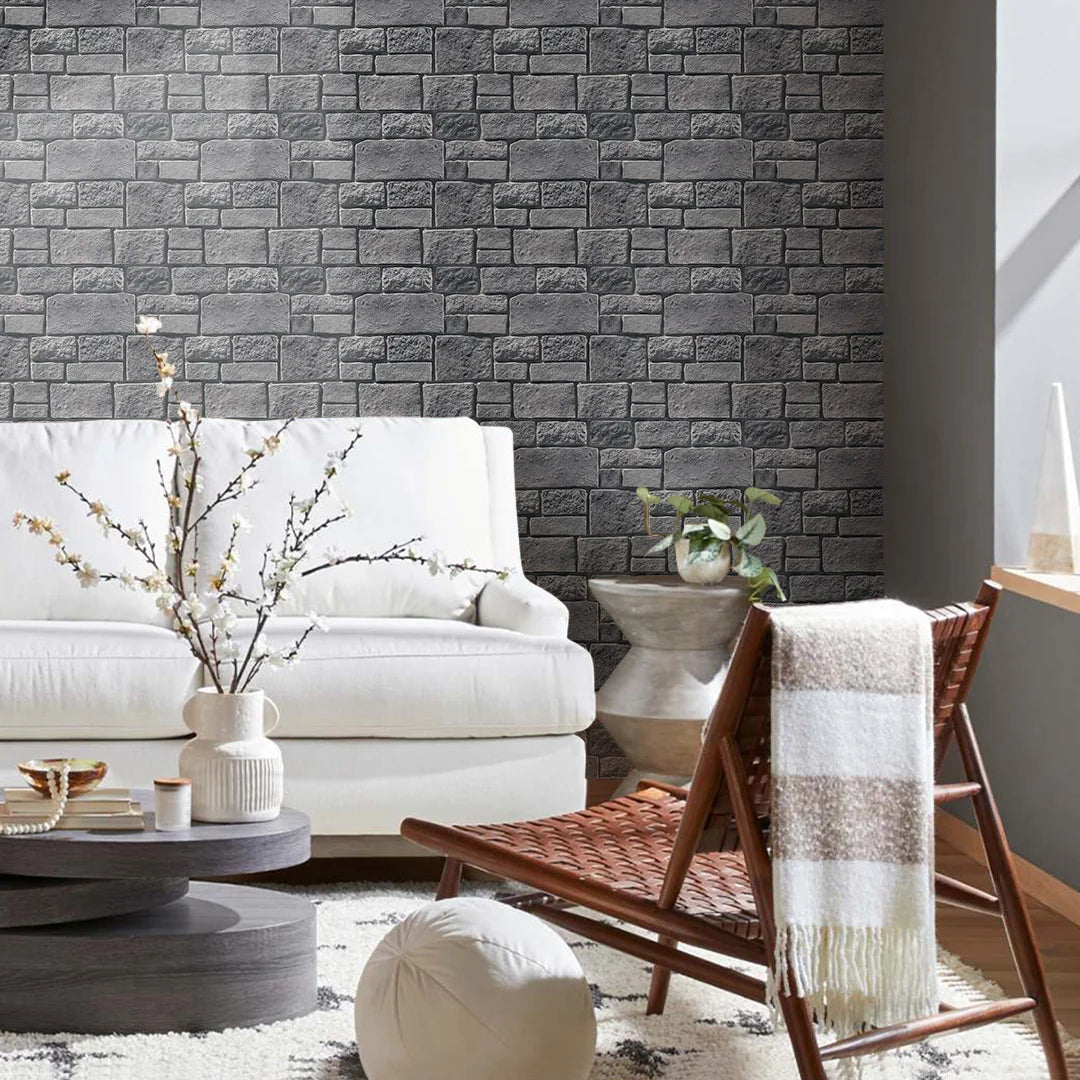 10pcs 3D Faux Stone Wall Panels, Self-adhesive Tile Stickers for Living Room, TV Background, Water and Mold Resistant, 30x30cm