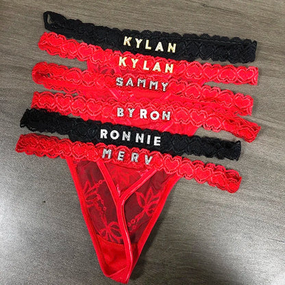 Custom Name tanga Underwear Crystal Letters Personalized Thong Women Lace Bikini G-String Panty