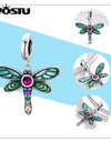 Fashion Spring Series Charms Beads Real 925 Sterling Silver Flower Bird Pendent