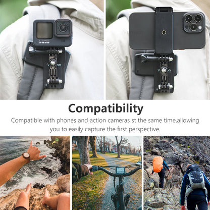 360°Rotation Backpack Clip for Cellphones Smartphone for iPhone Shoulder Belt Mount for Gopro 11 Insta360 x3 One x2 Dji