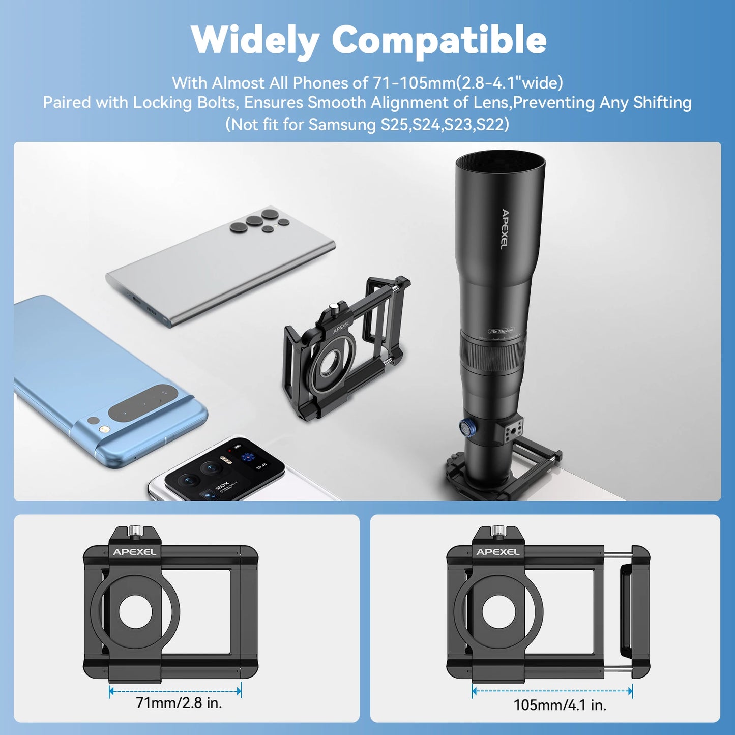 50X Telephoto Smartphone Lens with Tripod and Phone Clip