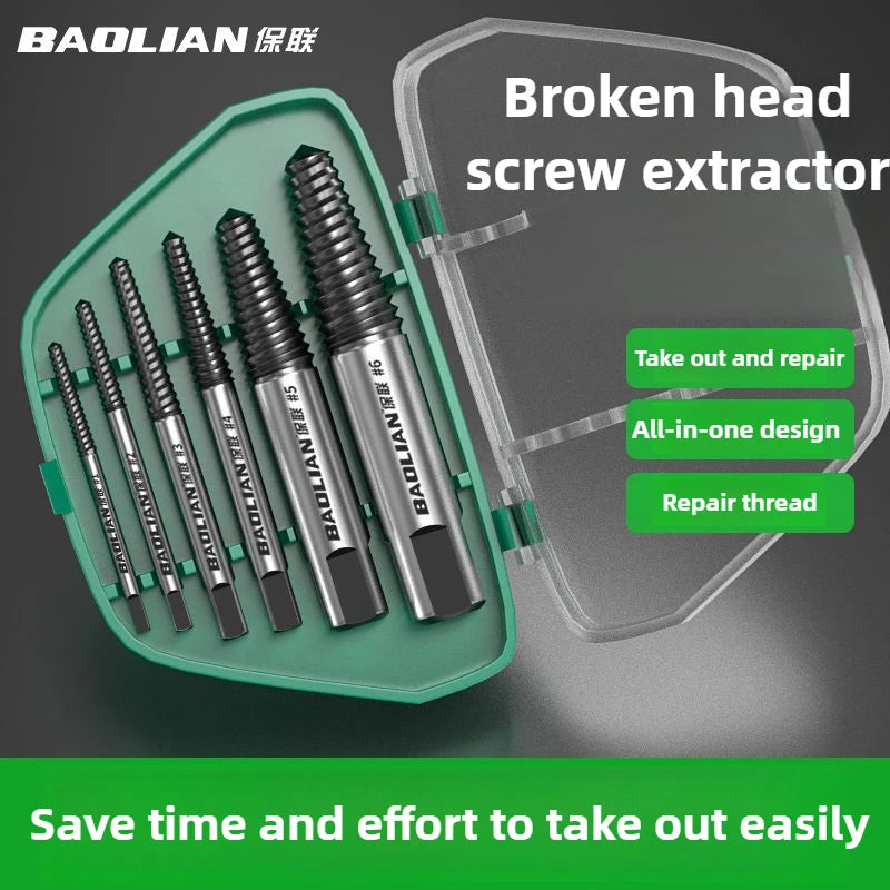 5PCS/6PCS Broken Damaged Screwdriver Extractor Drill Bit Set Carbon Steel Double Side Screw Pull Center Drill Bits