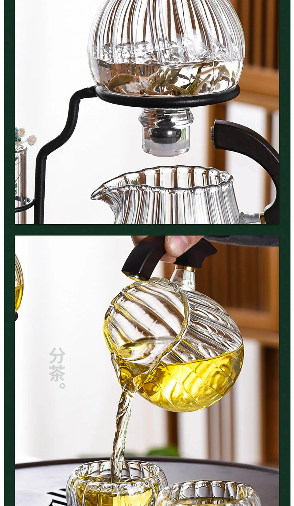 Lantern Model Glass Teapot Modern Decoration Kung Fu Teapot Drinkware Transparent Glass Tea Set 6 Cups For Drink