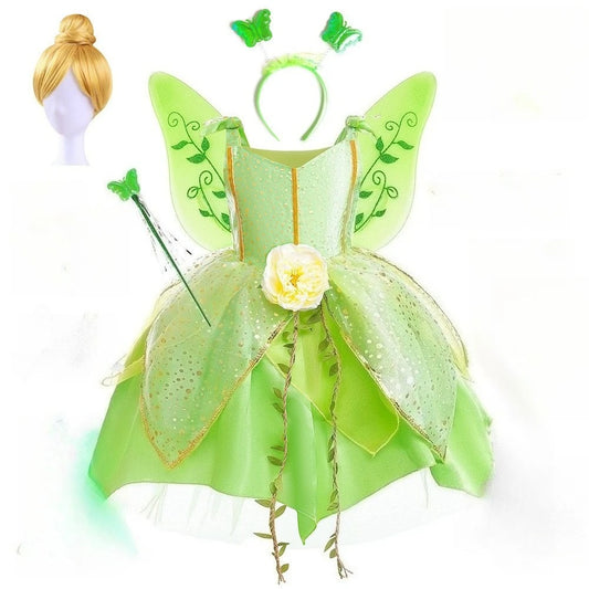Green Leaf Sequin Fairy Princess Dress