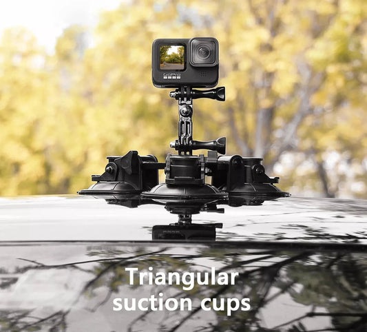 9CM Removable Tri Angle Suction Cup Mount for Go Pro Hero 11 10 9 8 for Insta360 X3 One X2 DJI Action Gopro Accessories