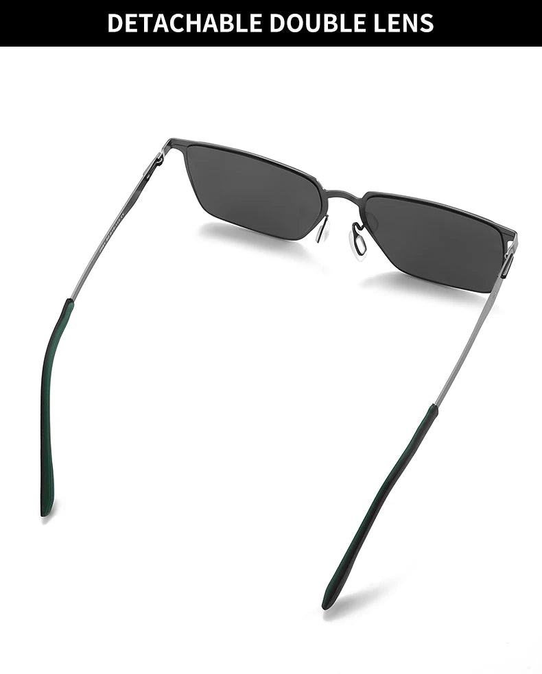 Aluminum Magnesium Polarized UV400 Rectangle Business Driving Sunglasses for Men Mirror Eyewear