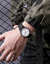 Men Business Leather Calendar Watch Men's Fake Three Eye Luminous Quartz