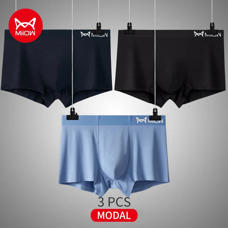 3-Pack Men’s Modal Graphene Boxer Shorts – Antibacterial Crotch, Comfortable Fit