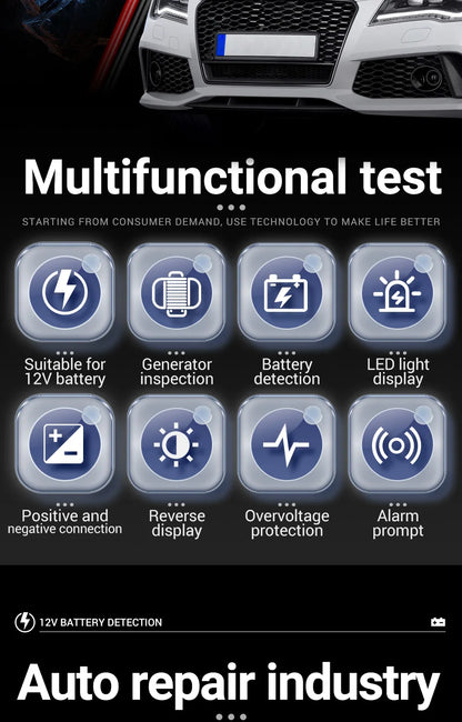 Multifunctional Battery Testers 12V Auto Repair Industry Detection with LED Reverse Display Screen Electrician Tool