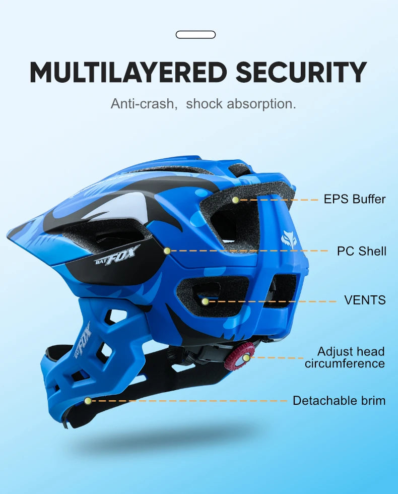 Kids Detachable Full Face Bike Helmet For Cycling And Outdoor Sports