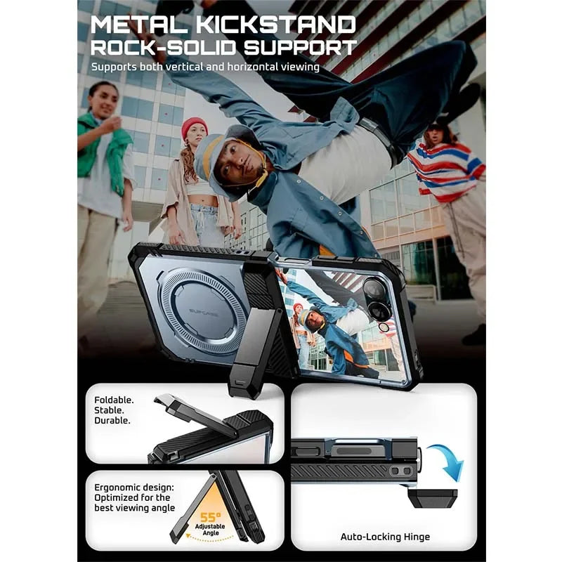 For Samsung Galaxy Z Flip 7 Case UB Grip Military-Grade Rugged Back Phone Case with Stand & Front Screen Protector