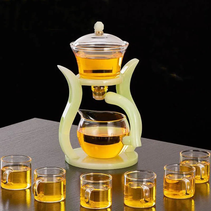 Artifact Lazy Kung Fu Tea Set Heat-resistant Glass Teapot Tea Infuser Coffee Automatic Magnetic Teaware Drinkware