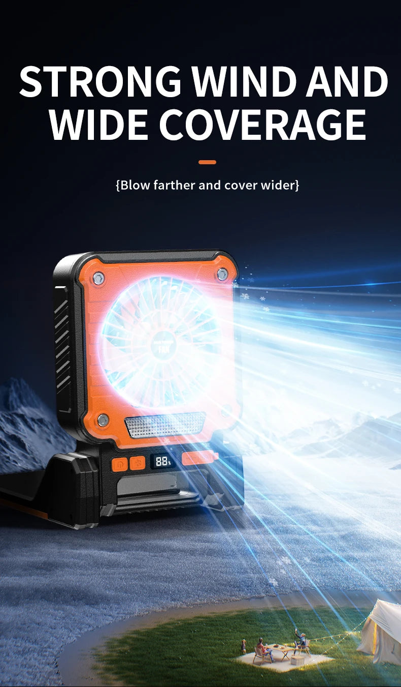 Outdoor Solar Rechargeable Camping Fan Light Foldable Tent Lantern with LED Light USB Portable