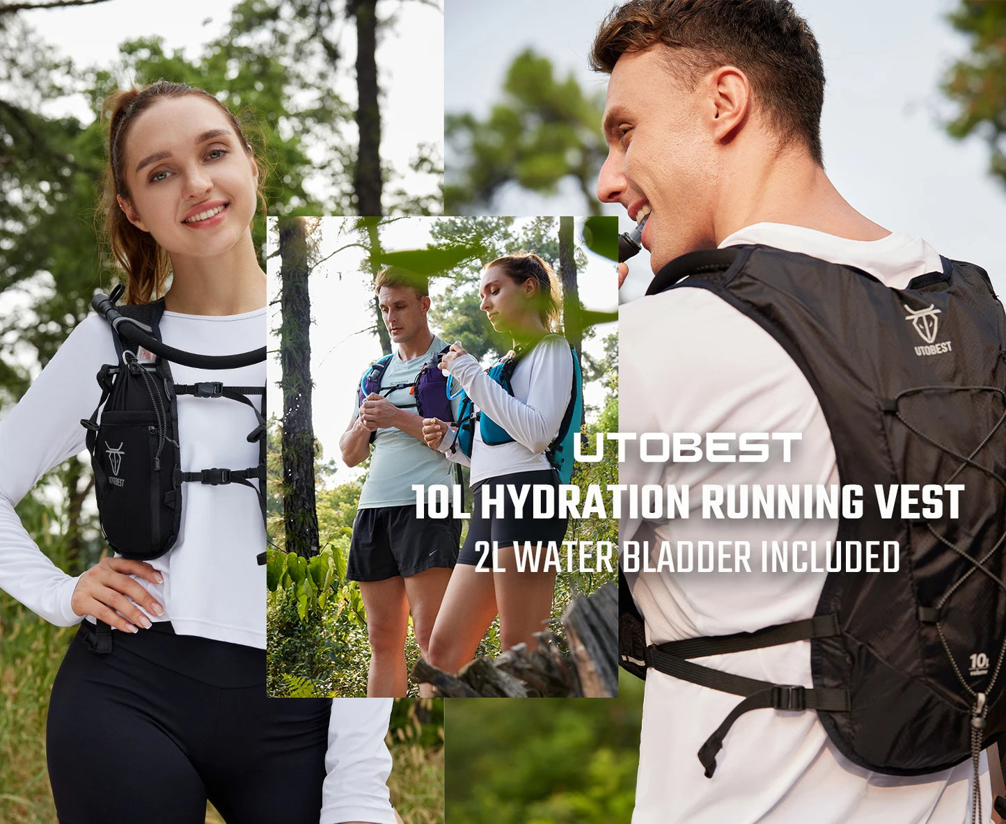 Trail Running Backpack 10L Ultra Lightweight Hydration Vest with 2L Water Bladder for Outdoor Hiking Cycling Marathon