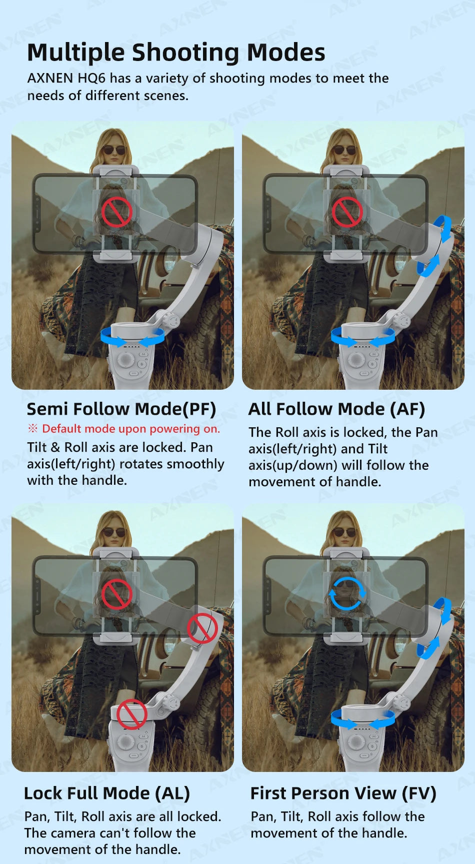 HQ6 3-Axis Gimbal Handheld Stabilizer for Cellphone, with Fill Light, Face Tracking, for iPhone Android Video Recording