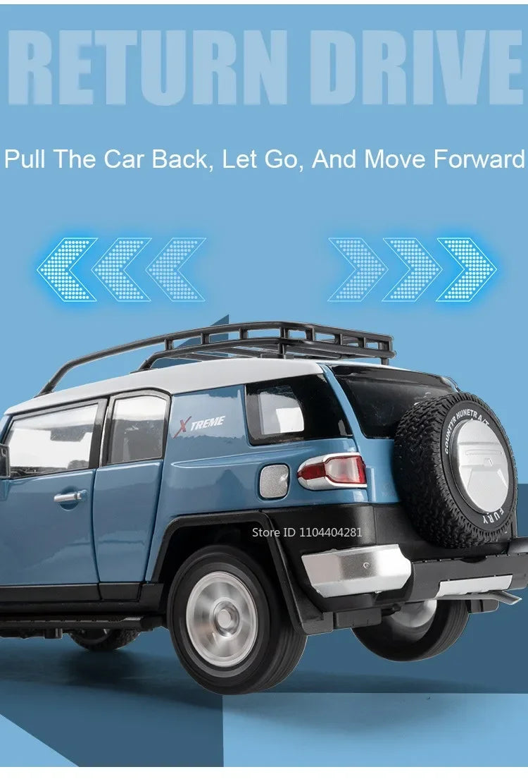 1:24 Land Cruiser FJ LC80 Toy Model Diecast Alloy Car Sound Light Pull Back Doors Opened Miniature Vehice Friend's Birthday Gift