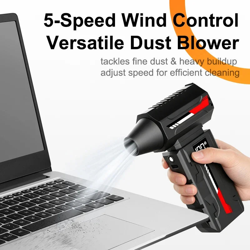 New HFX12 Air Blower Mini Turbo Jet Fan Cordless Vacuum 5 Gear Adjustable Jet Blower With Lighting For Computer Cleaning