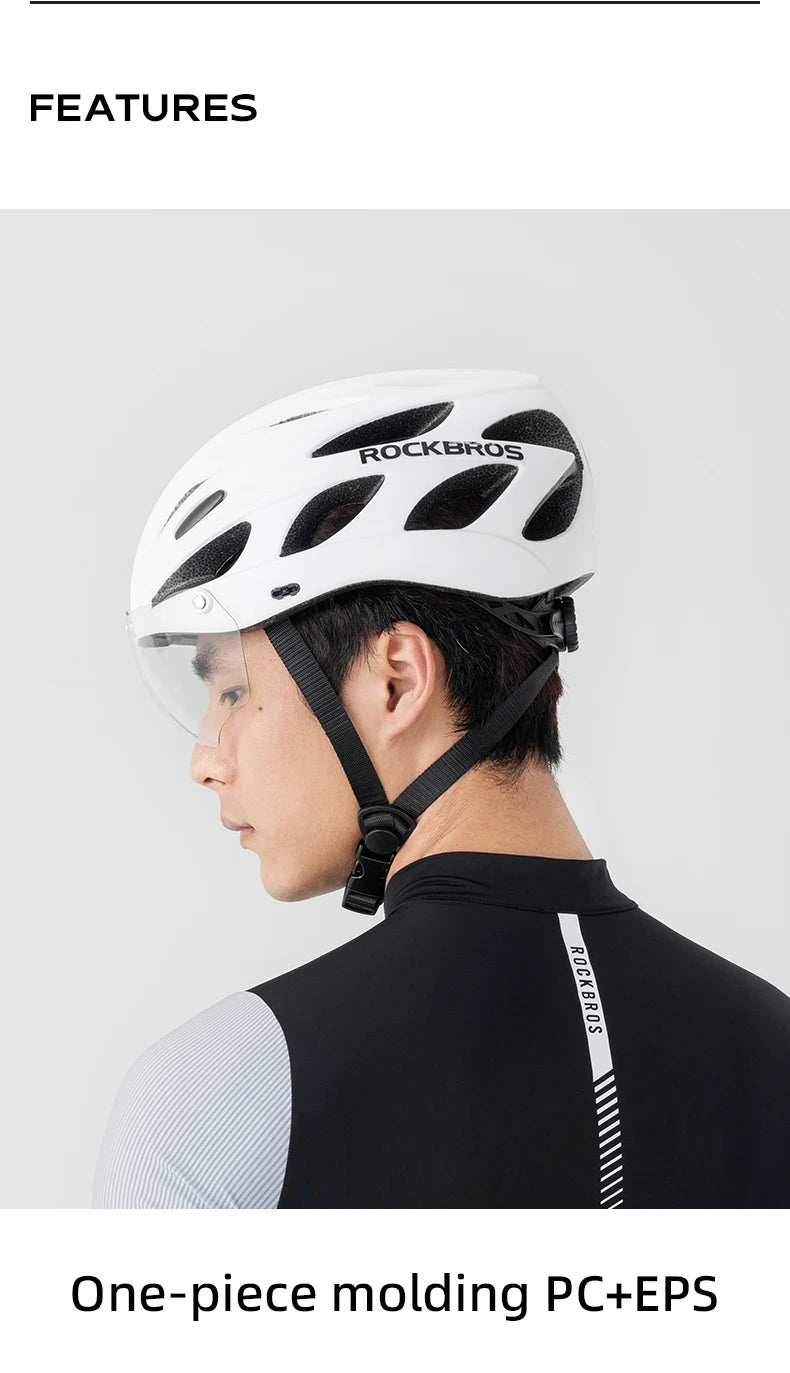 Bike Helmet with Photochromic Len Visor Wind-breaking Brim Bike Helmet Adult MTB Road Riding Cycling Helmet
