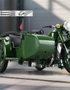 1/10 Alloy Retro Tricycle Side-car Motorcycle Model Diecast Metal Classic Military Motorcycle Model Sound and Light Toy Gift