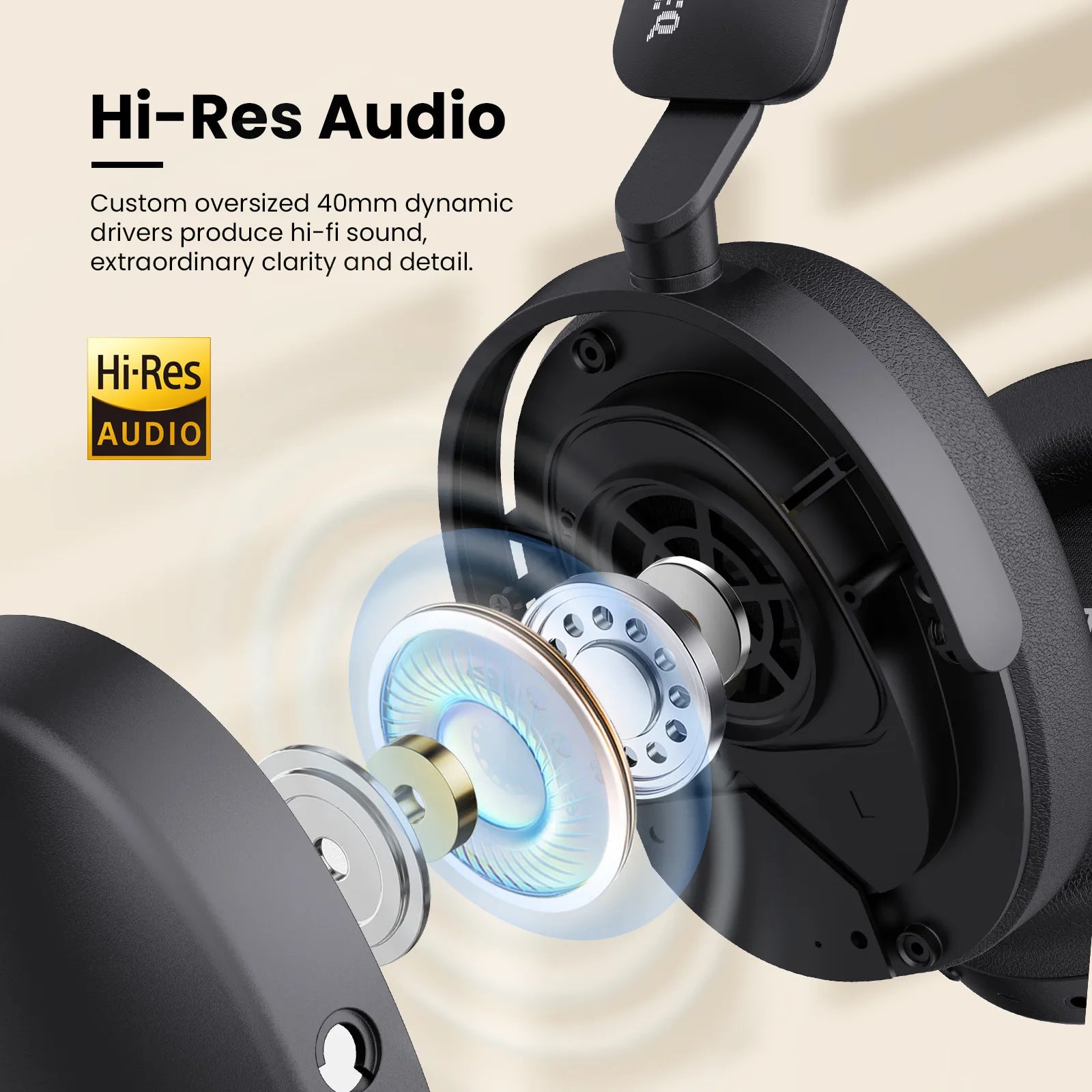 SuperEQ A200 ANC Wireless Bluetooth 5.4 Headphones Active Noise Canceling Over Ear Headset With ENC Mic Hi-Res Audio APP