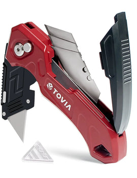 Folding Utility Knife Box Cutter, 3-Position Blades, Blade Storage Design with Extra 3 Blades, Box Knife for Cartons