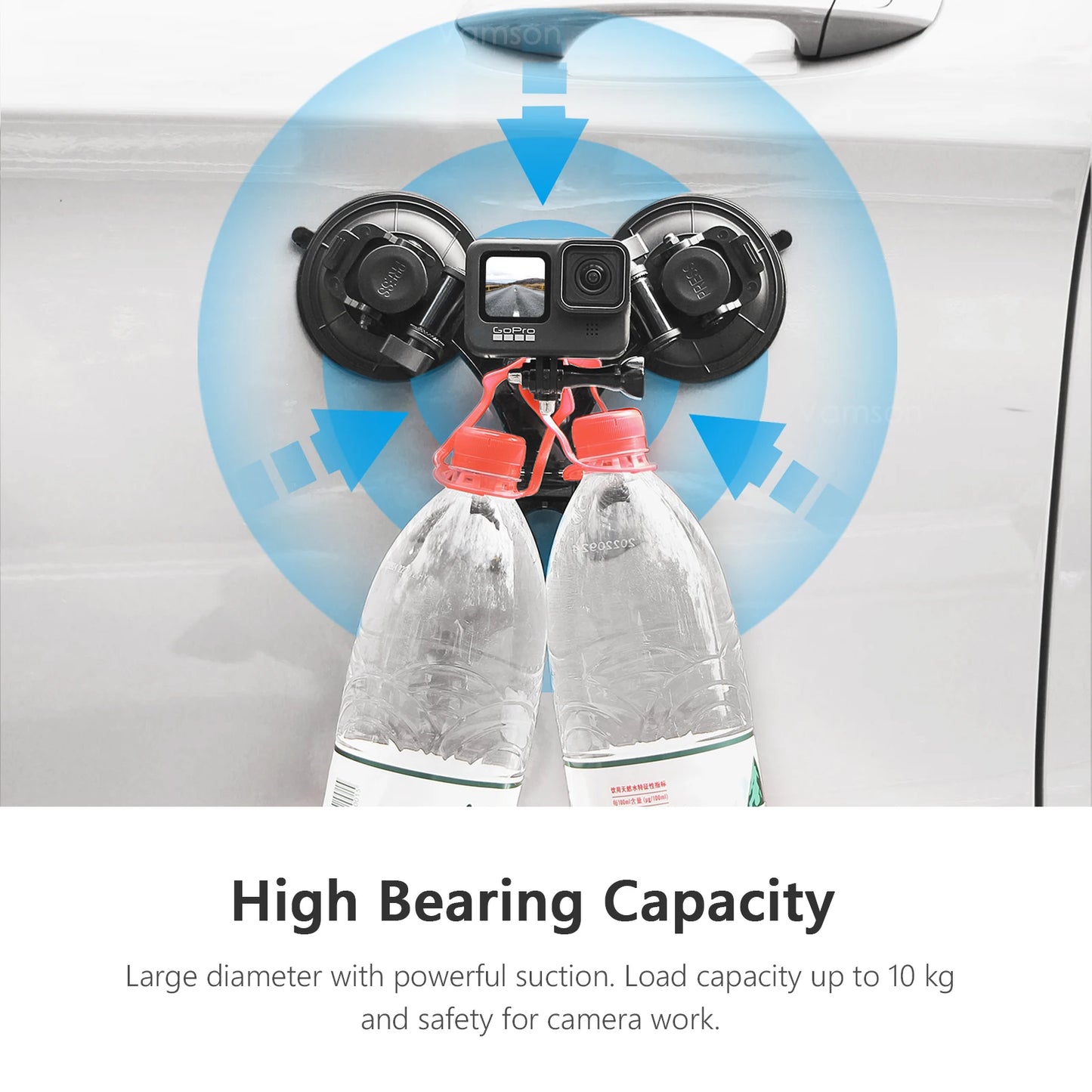 for Gopro Accessories 9CM Adjustable Tri Angle Suction Cup Mount with Extension Rod for Smartphone for Insta360 X3 X2