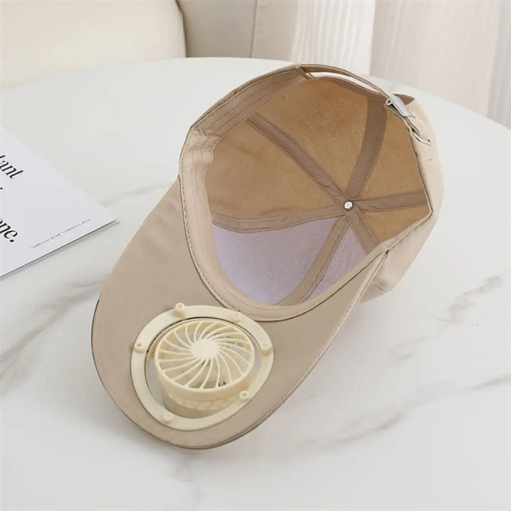 Solar Fan Baseball Cap With Rechargeable Battery