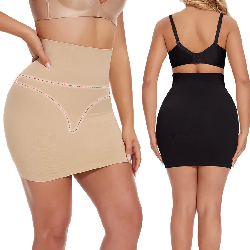 Half Slips for Under Dress Women Shapewear Tummy Control Slim Waist Body Shaper Half Skirts Thongs 2 in 1 Butt Lifter Underwear