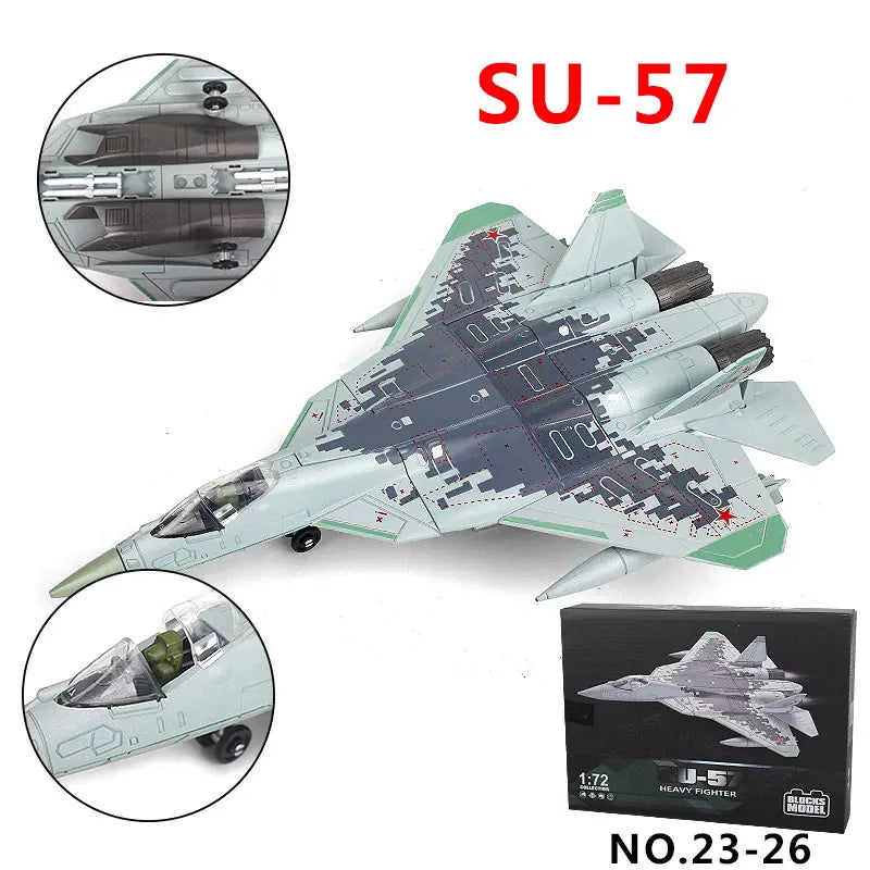 Aircraft Model Toy 1/72 Scale Russian SU57 Sukhoi SU-57 Fighter Jet Airplane Metal Military Finished ABS Diecast Simulation Gif