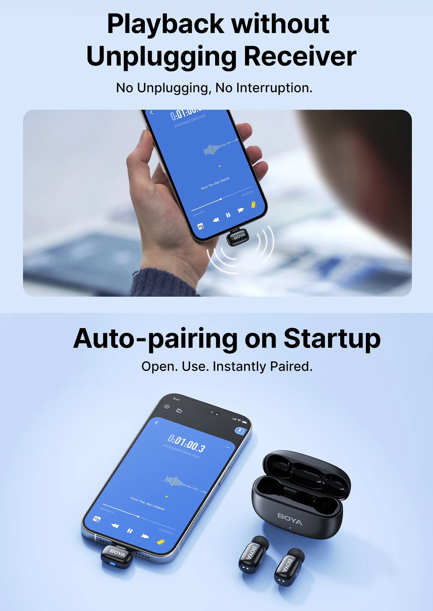 Mini 2 Wireless Lavalier Lapel Mini Microphone Noise Reduction for iPhone 6-17 USB-C Android SmartPhone PC Live Streaming