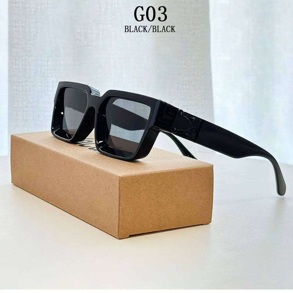 Retro Square Frame Sunglasses With UV400 Protection