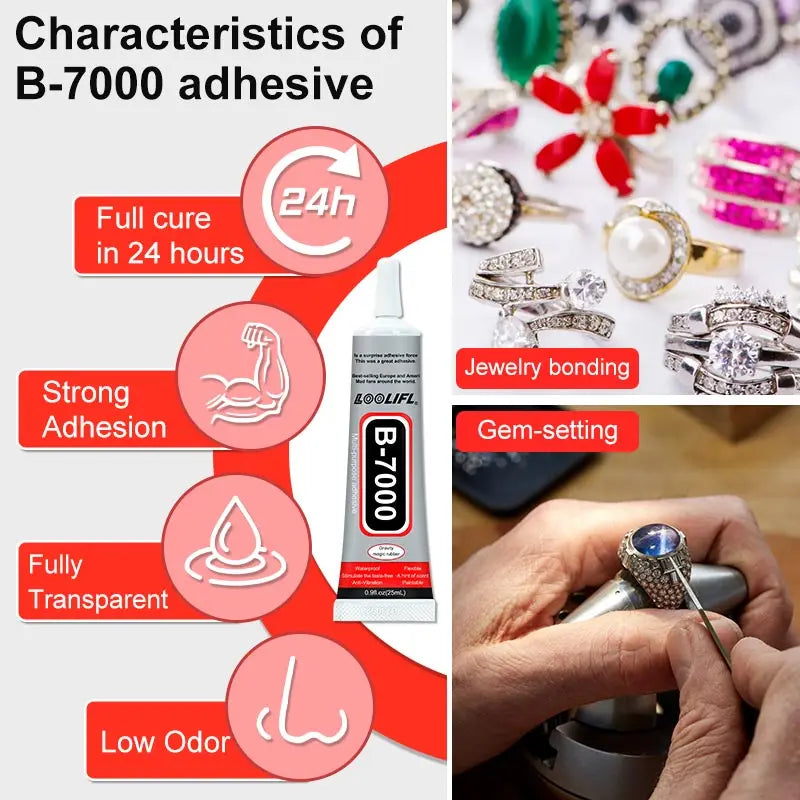 B7000 Glue, strong transparent universal adhesive, suitable for mobile phone screen repair, handmade DIY/accessories/jewellery,