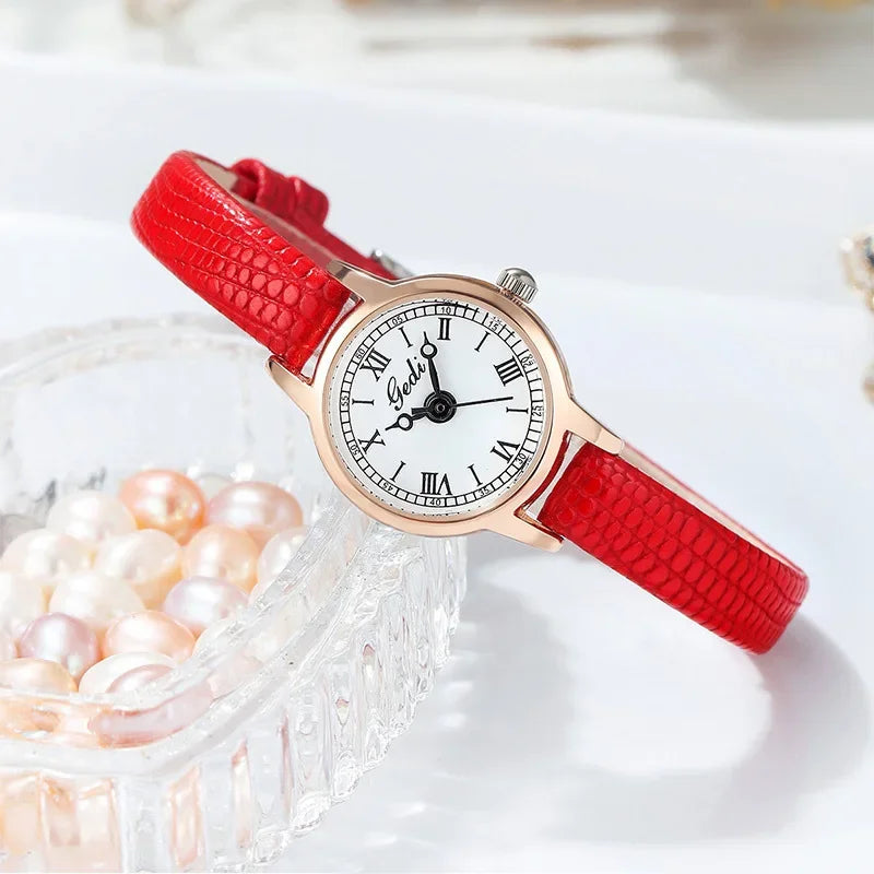 Classic Simple Women Watch Roman Numeral Dial Luxury Rose Gold Watch Case Office Lady Slender Wrist watch