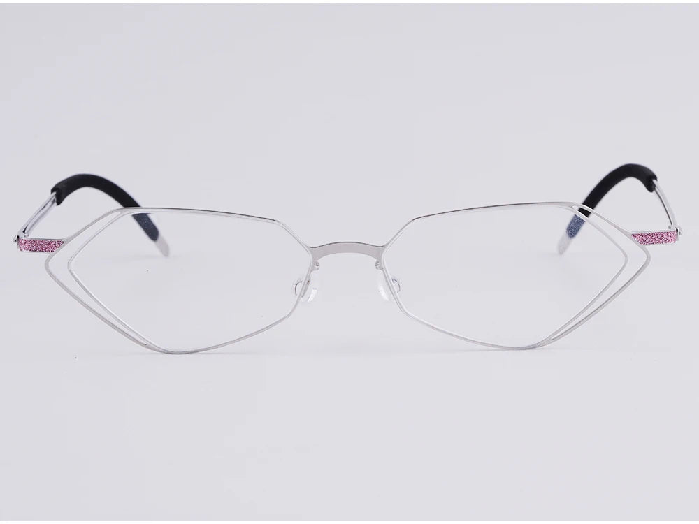 Diamond Shape Titanium Polygon Eyeglasses Frame