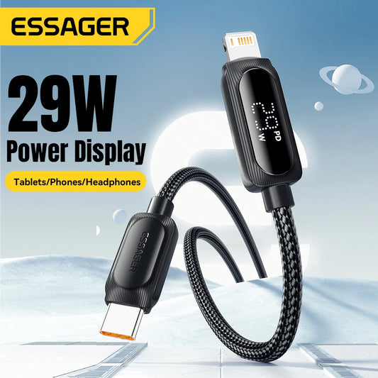 USB-C to Lightning Cable with Digital Display (29W PD Fast Charging)