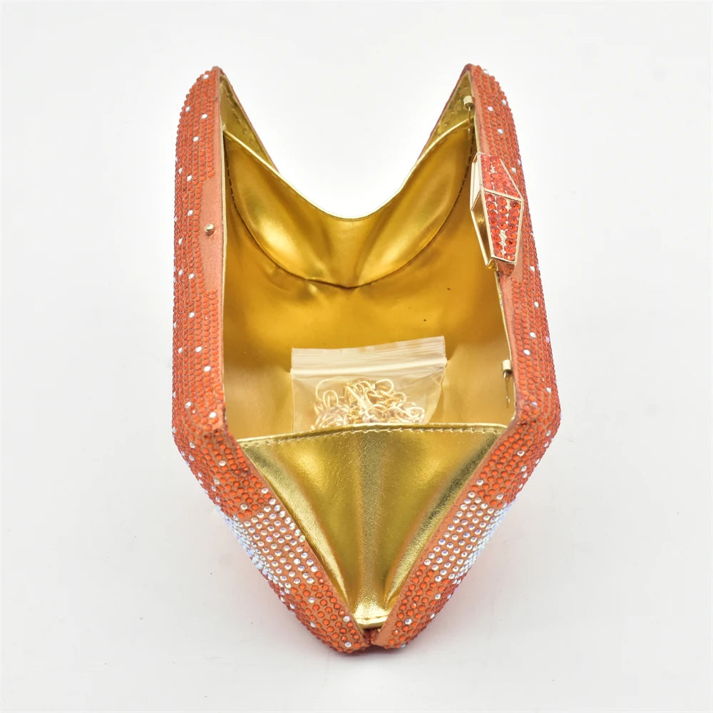 African Shoes and Bag Set for Party In Women Orange Color Italian Matching Shoes and Bag Set African Wedding Shoes and Bags