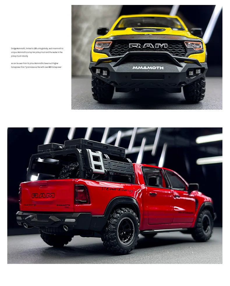 1:32 Dodge RAM 1000 TRX Mammoth Metal Diecast Alloy Car Model Car Central Control Decoration Ornaments Gift With Boyfriend Goods