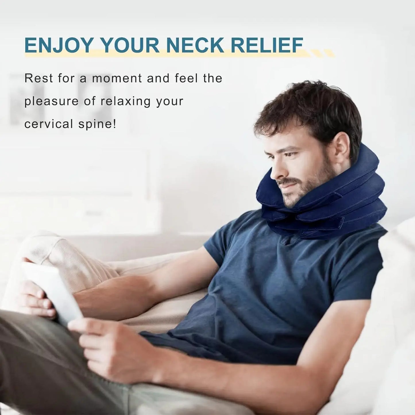 3 Layer Neck Massager Inflatable Air Cervical Neck Traction Support Pain Stress Relief Neck Collar Pillow Neck Stretching Brace