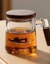 400ml Walnut Wooden Handle Lid Filter Glass Tea Cup Tea Water Separation Scented Tea Cup Office Flower Tea Separation Tea Mug
