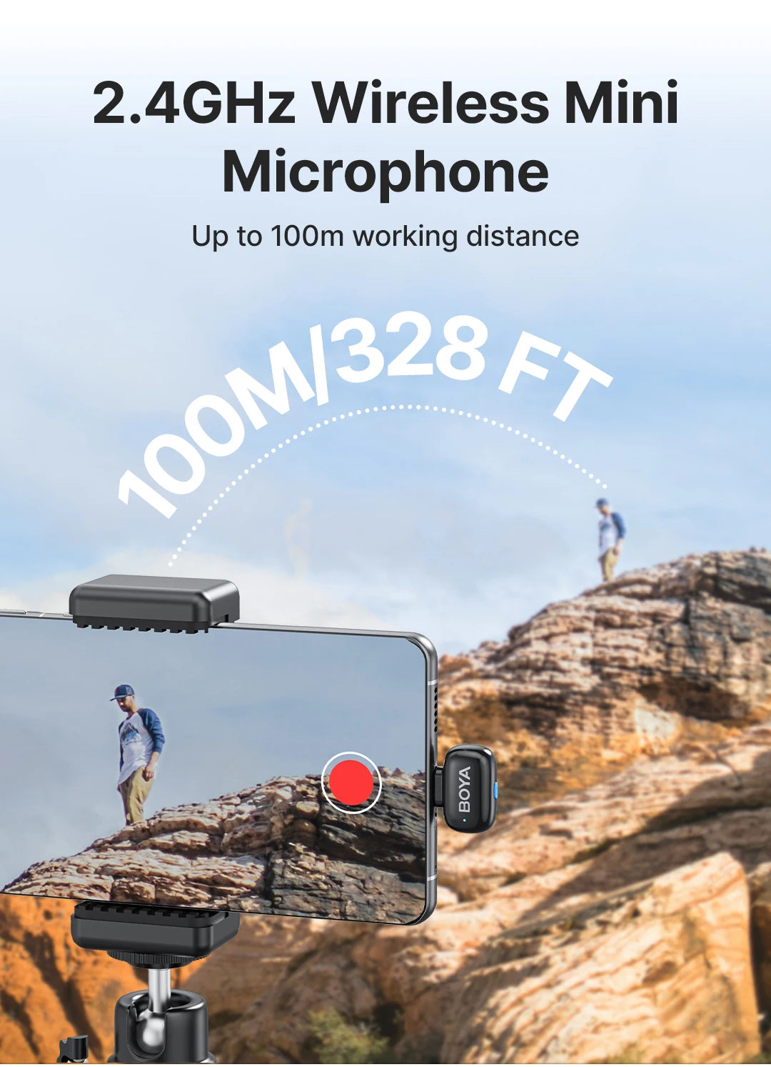 Mini Wireless Lavalier Microphone for iPhone 15/16 Series Android Type-C Smartphones Mirroless Cameras Video Recording