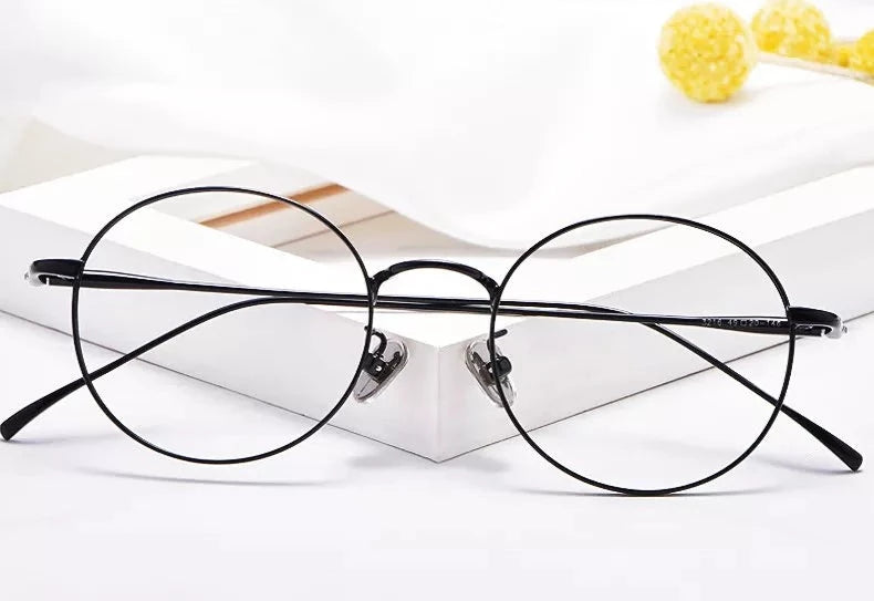 Super Light Fashion Pure Titanium Eyeglasses Frame Men And Women Round Retro Optical Prescription Glasses Frame 3216