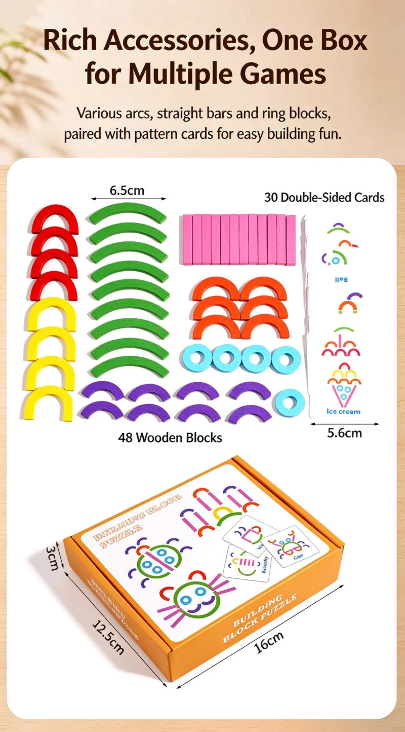 Wooden Creative Sticks and Rings Shape Building Puzzle