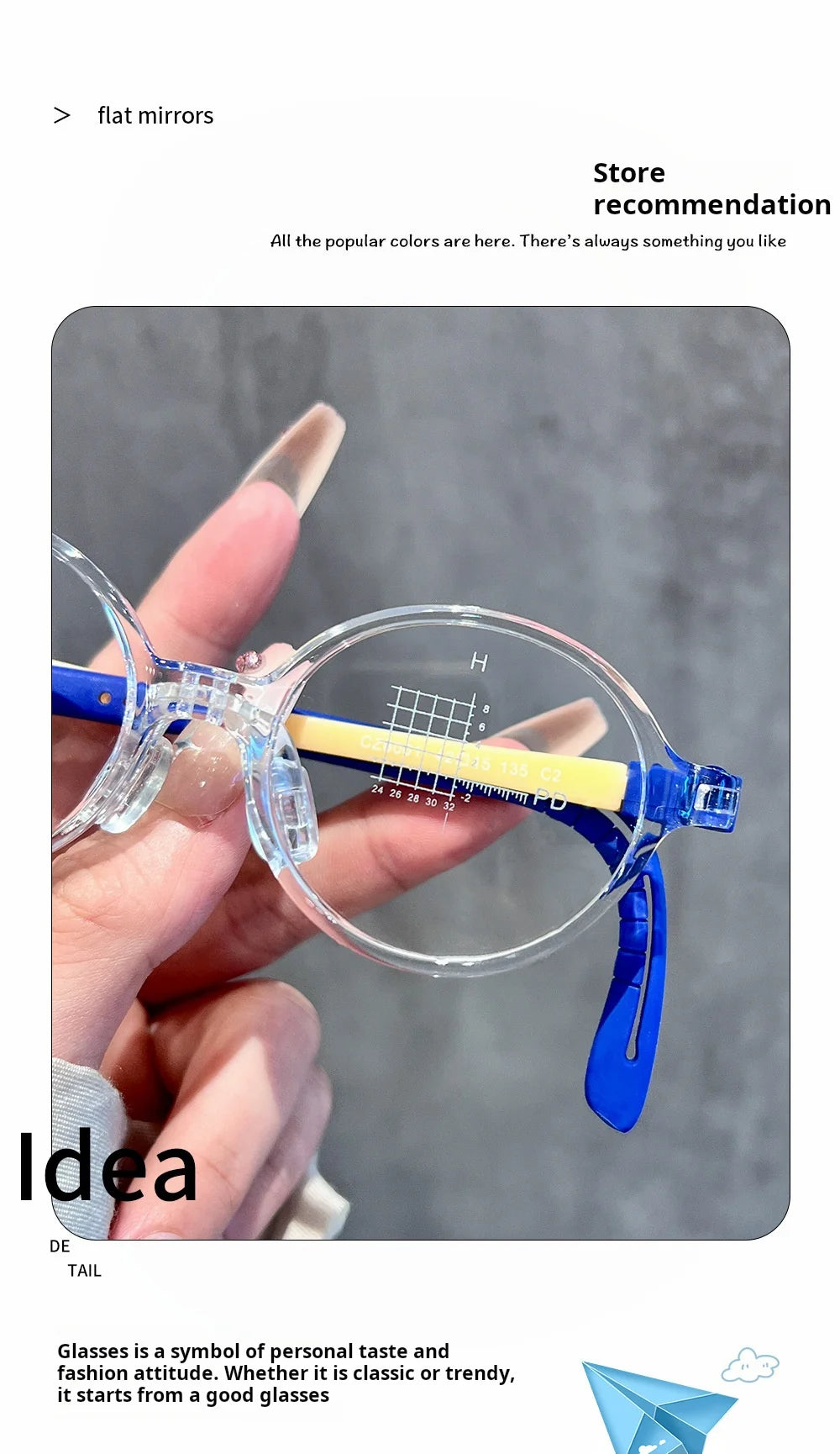 Retro Round Lightweight Flexible Plastic Eyeglasses Frames