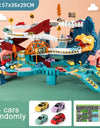 Electric Rail Car Dinosaur Building Parking Lot Adventure Racing Rail Car Toys  Brain Mechanical Interactive Rail Cars