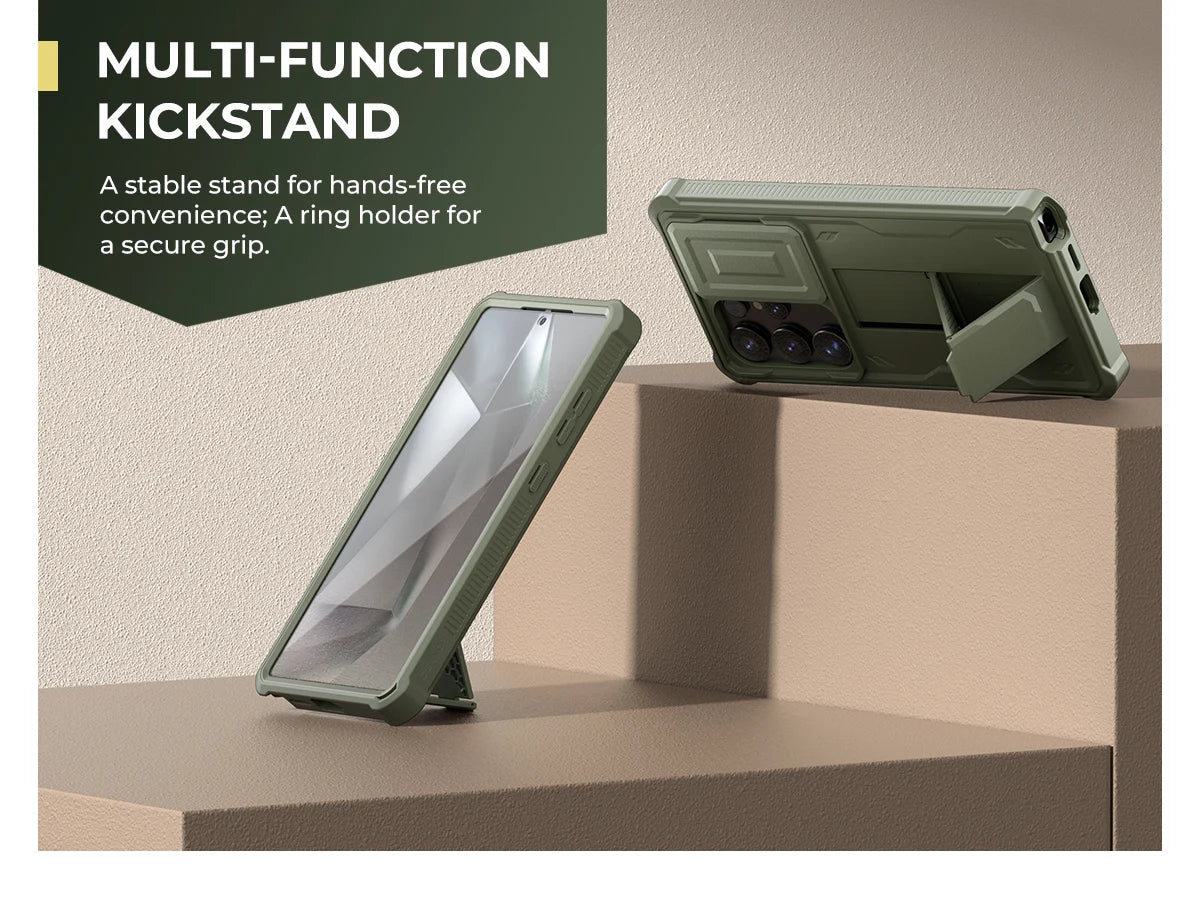 For Samsung Galaxy S25/S25 Plus/S25 Ultra 2025Case Full Body Shockproof Camera Cover &Built-in Screen Protector Kickstand