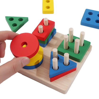 Montessori Wooden Educational Toys for Children 0 12 Months Baby Toys 3D Wooden Puzzles Game Child Early Learning Develop Toys