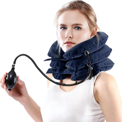 3 Layer Neck Massager Inflatable Air Cervical Neck Traction Support Pain Stress Relief Neck Collar Pillow Neck Stretching Brace