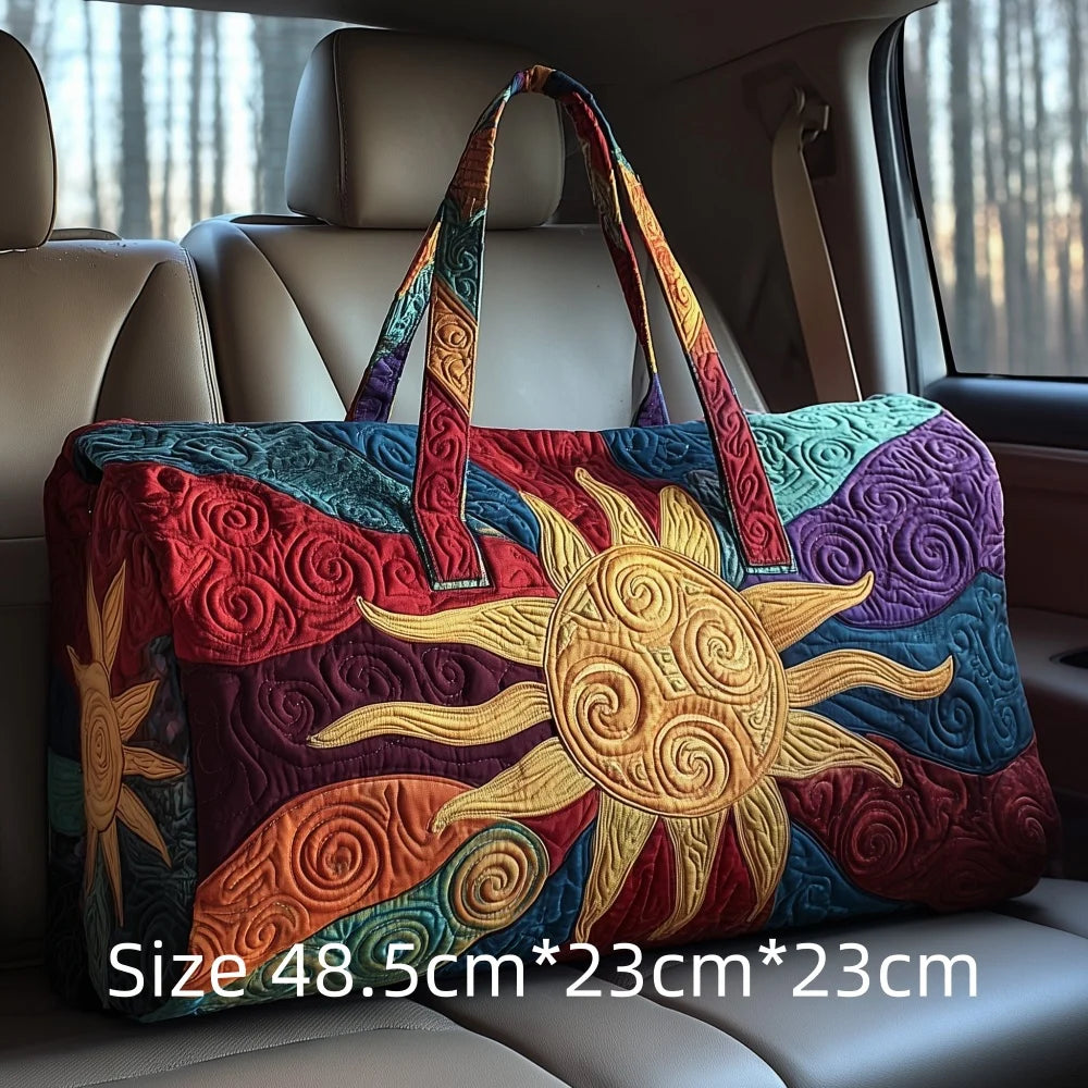 Hot Sale 3D Quilted Bag for Women Colorful Sun Pattern Travel Tote Bag Desert Cactus Forest Print Weekender Overnight Beach Bag