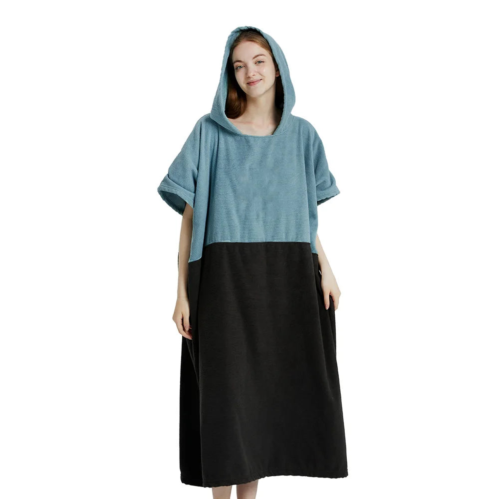 Quick Dry Microfiber Surf Poncho Towel with Hood for Adults